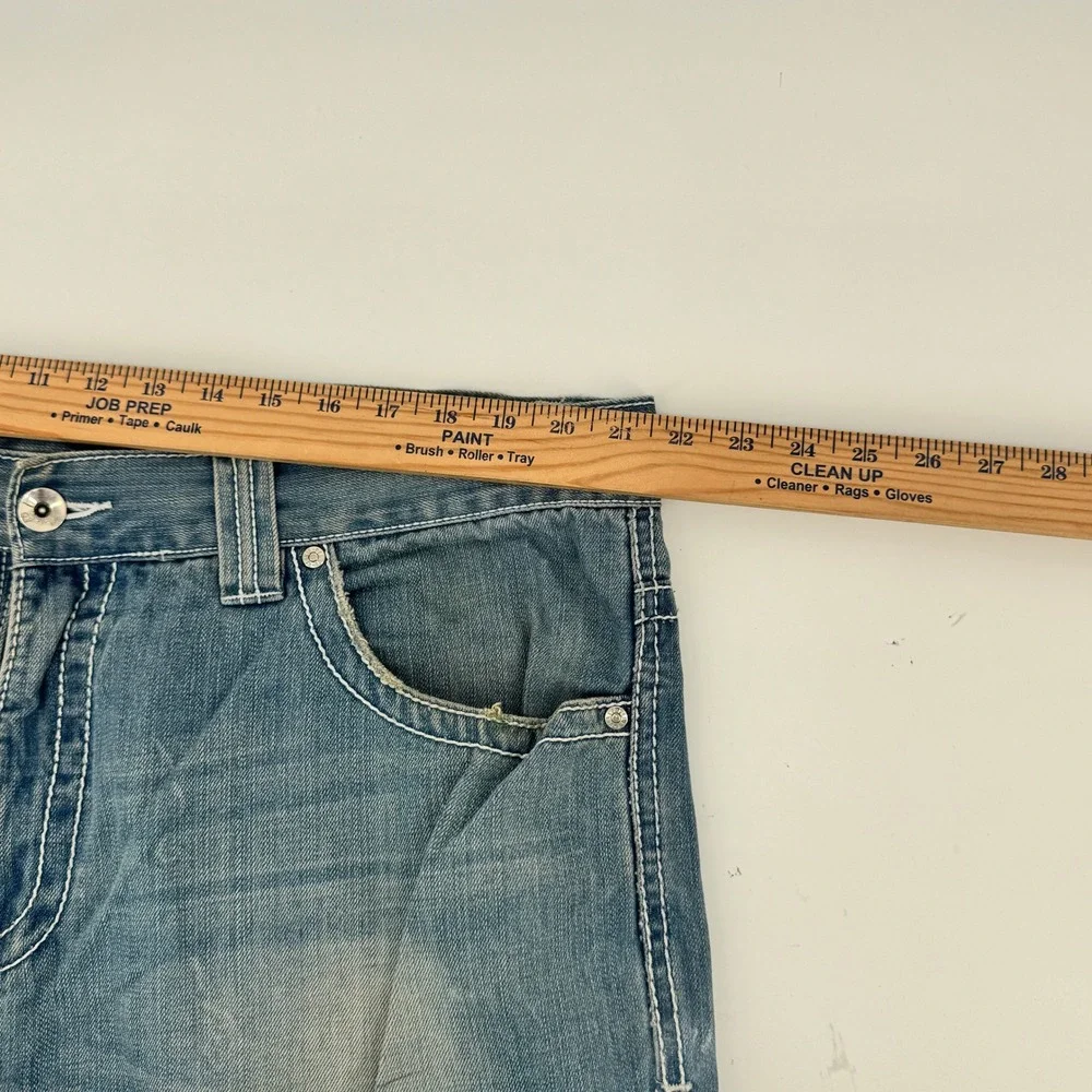 Pelle Pelle Distressed Jeans Mens 42x34‎ leather pocket Baggy Hip Hop Vintage